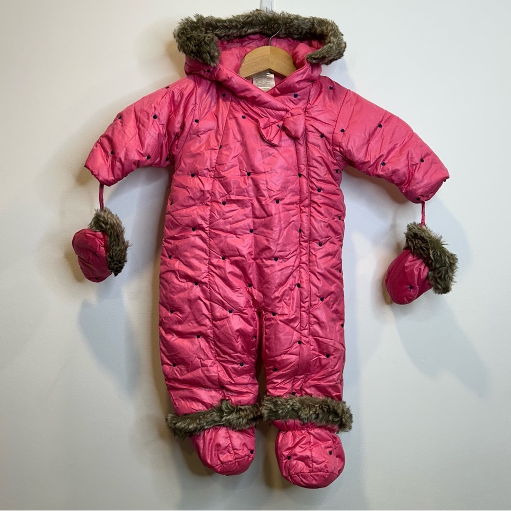 ABSORBA Infant Bunting SNOWSUIT Puffer Pink with Hearts